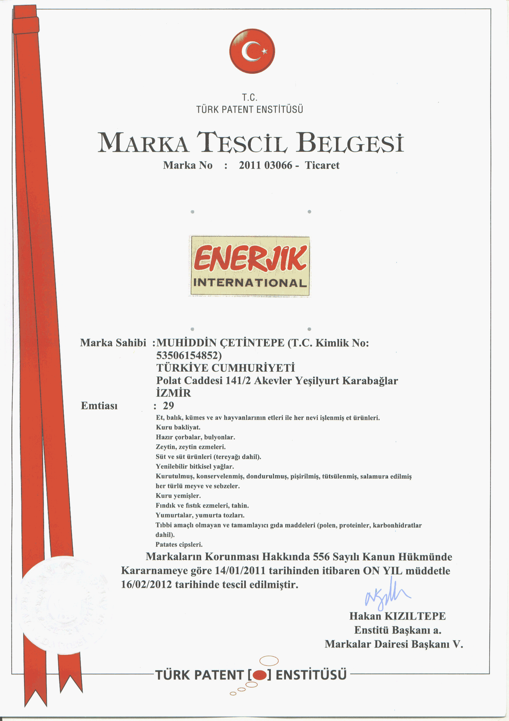 Enerjik International Registered Trademark